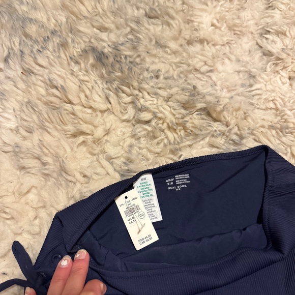NEW Aerie The Cheeks Stretch Bikini Bottom Navy Medium - Picture 8 of 9